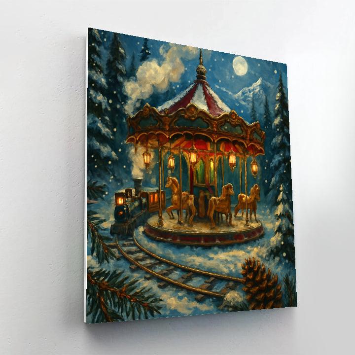 Frozen Carousel Train At Pine Pass Paint by numbers kits
