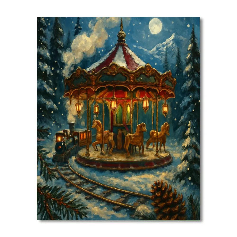 Frozen Carousel Train At Pine Pass Paint by numbers kits