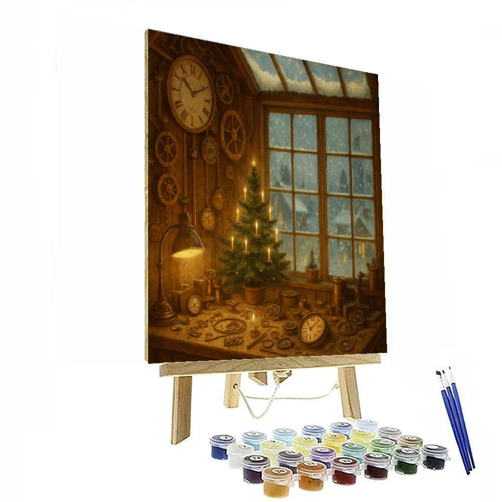 Snowbound Clockmaker Christmas Loft DIY paint by numbers