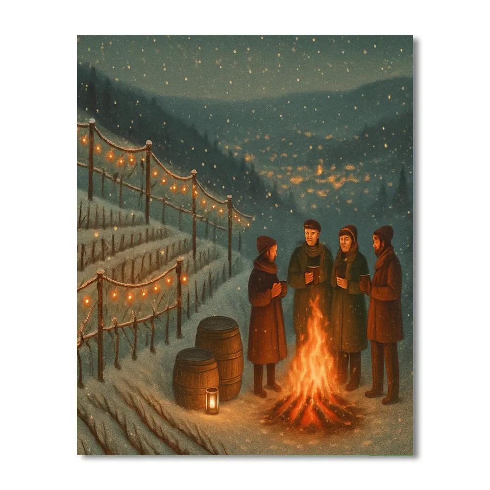 Frozen Vineyard Christmas Bonfire Paint by numbers kits