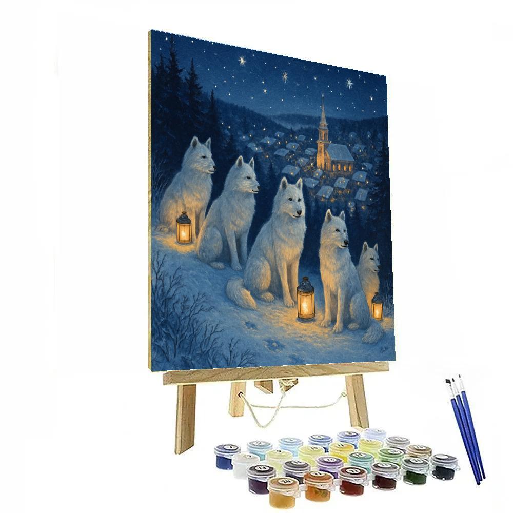 Snow Lantern Wolves At The Edge Of Town Paint by numbers kits