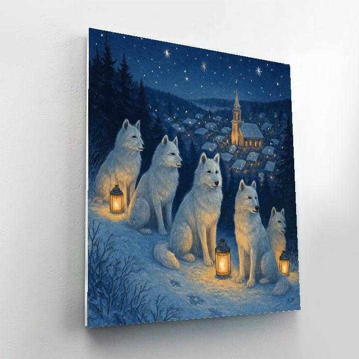Snow Lantern Wolves At The Edge Of Town Paint by numbers kits