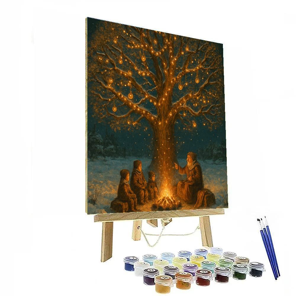 Christmas Oak Tree Storytelling Circle paint by number