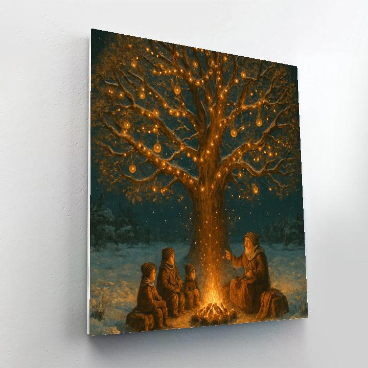 Christmas Oak Tree Storytelling Circle paint by number