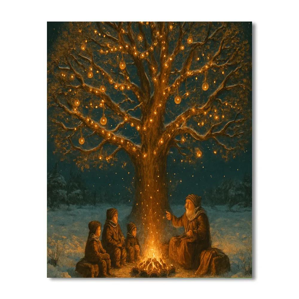Christmas Oak Tree Storytelling Circle paint by number