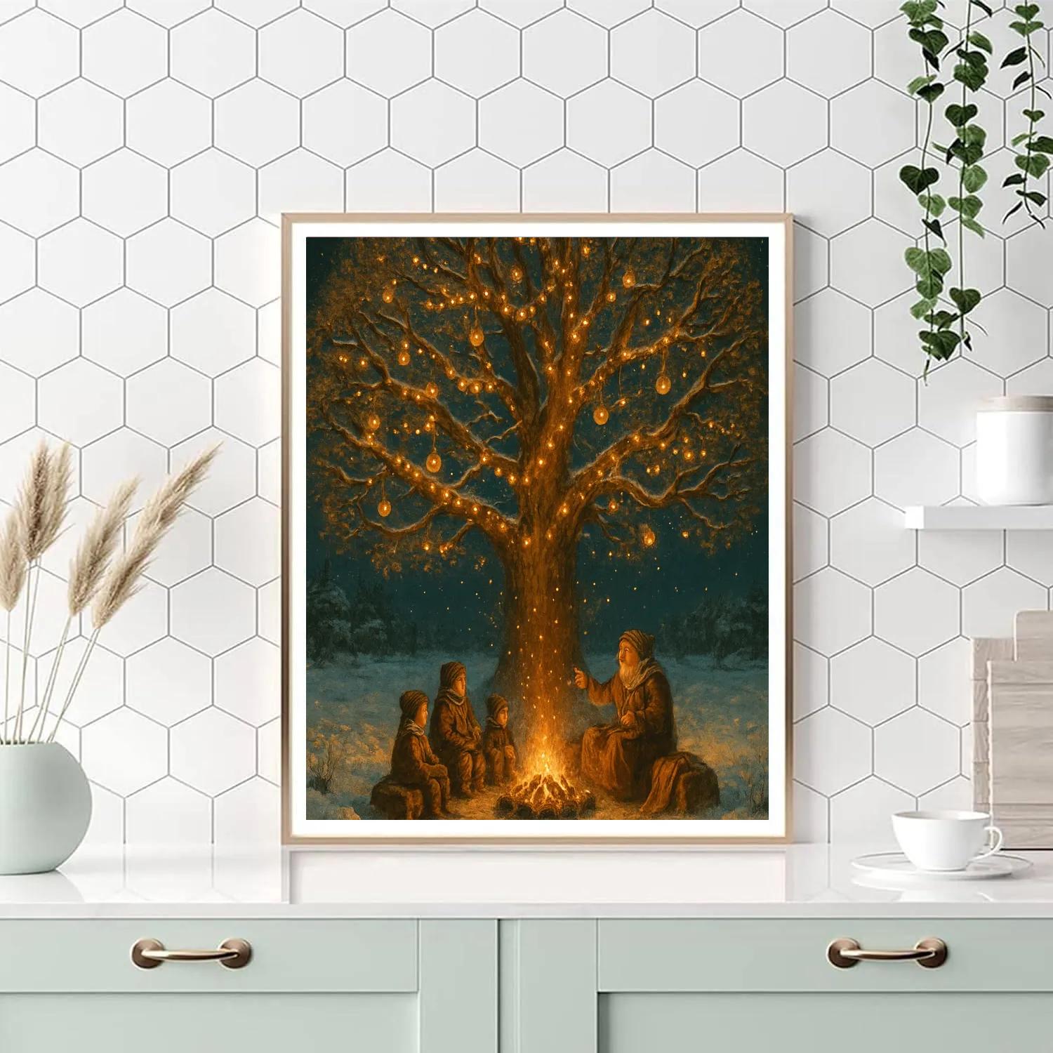 Christmas Oak Tree Storytelling Circle paint by number