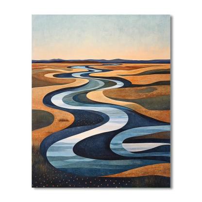 Michelangelo Inspired Aurora River Delta paint by numbers