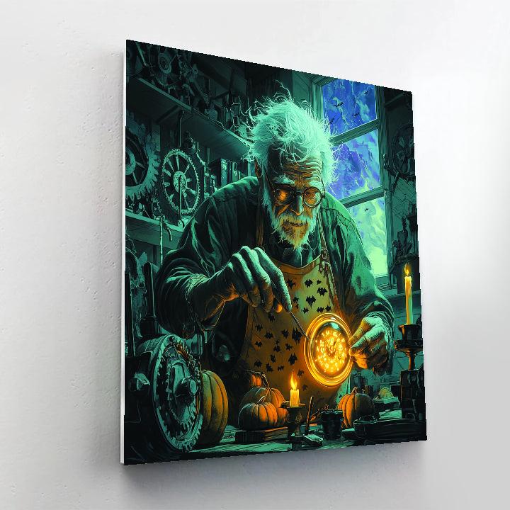 Haunted Clockmaker Workshop At Midnight painting number kit