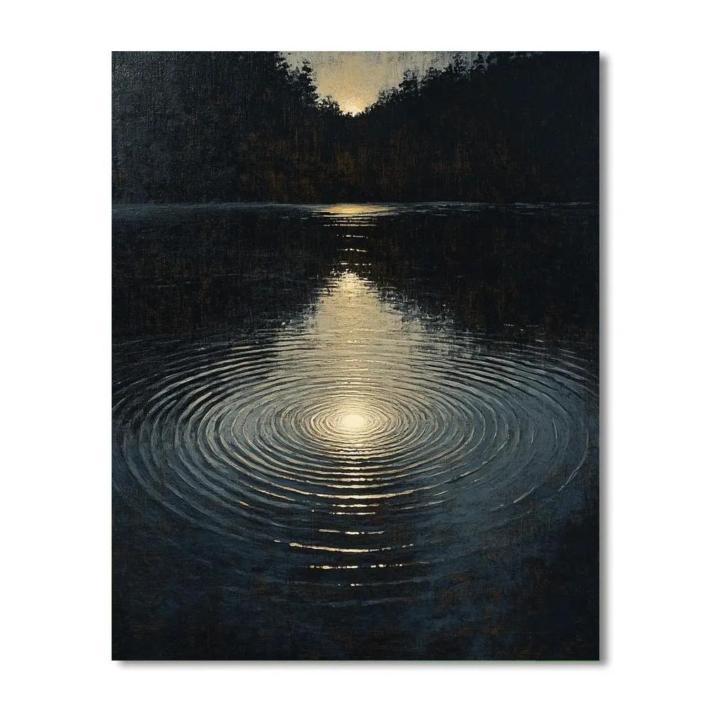 Caravaggio Inspired Chiaroscuro Of Midnight Water Ripple Reflections Painting by numbers kit