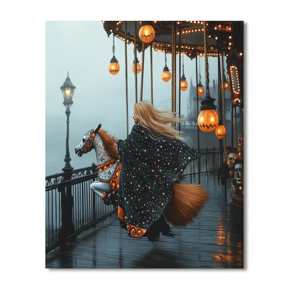 Moonlit Carousel, Halloween Dreams DIY paint by numbers