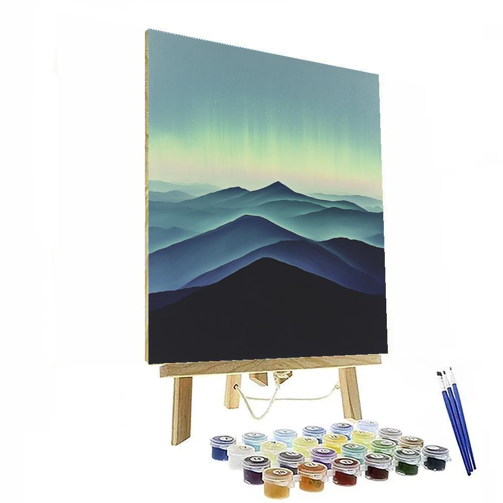 Leonardo Da Vinci Inspired Aurora Over Silent Mountains paint by numbers
