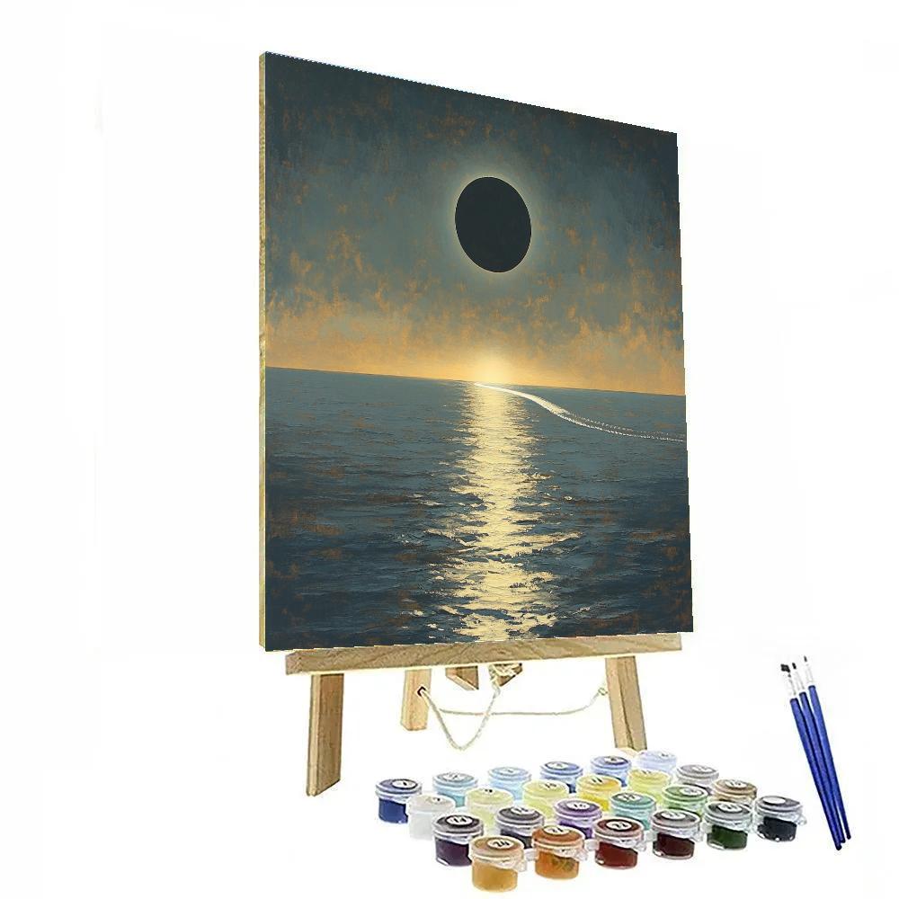 Leonardo Da Vinci Inspired Oceanic Eclipse Reflection paint by number