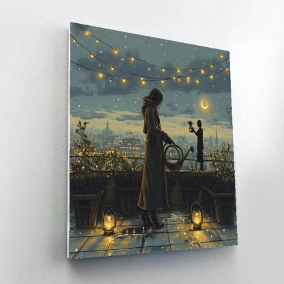 Rooftop Garden With Haunted Shadows paint by number