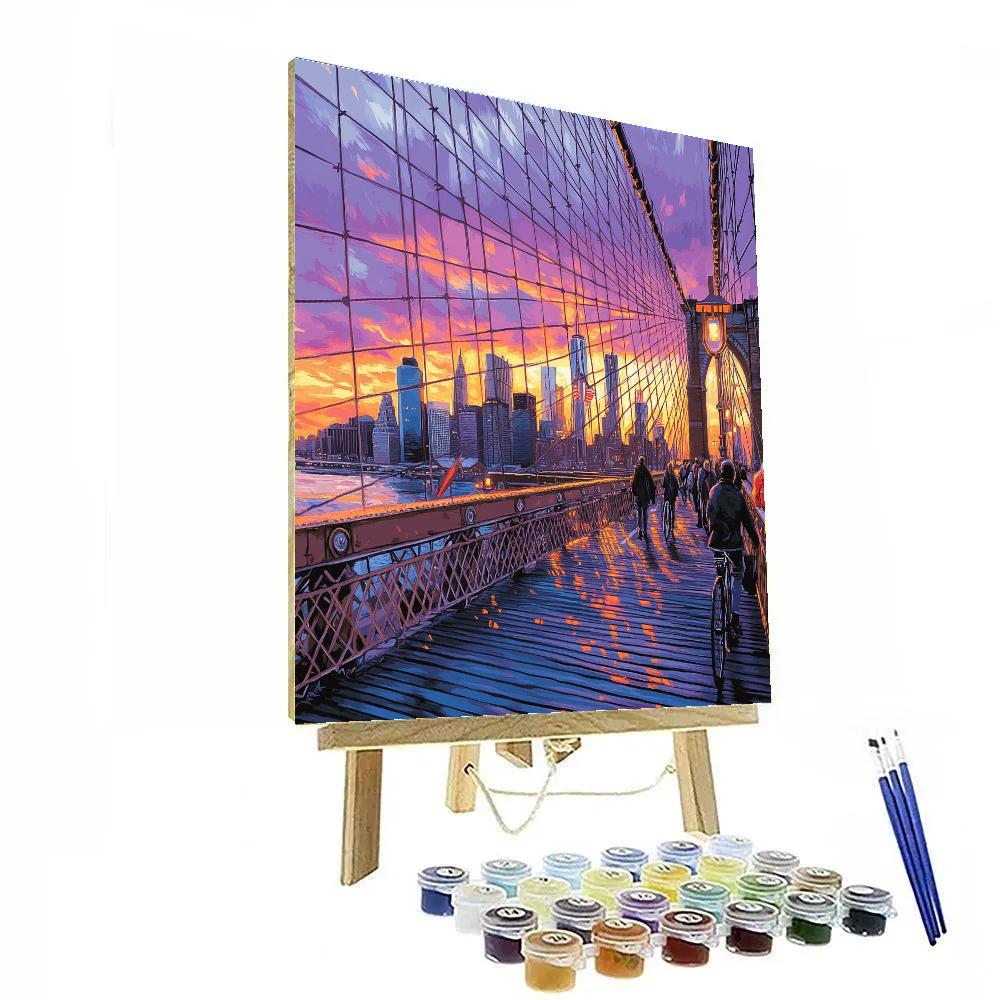 Brooklyn Bridge Promenade Sunset View New York United States paint by number