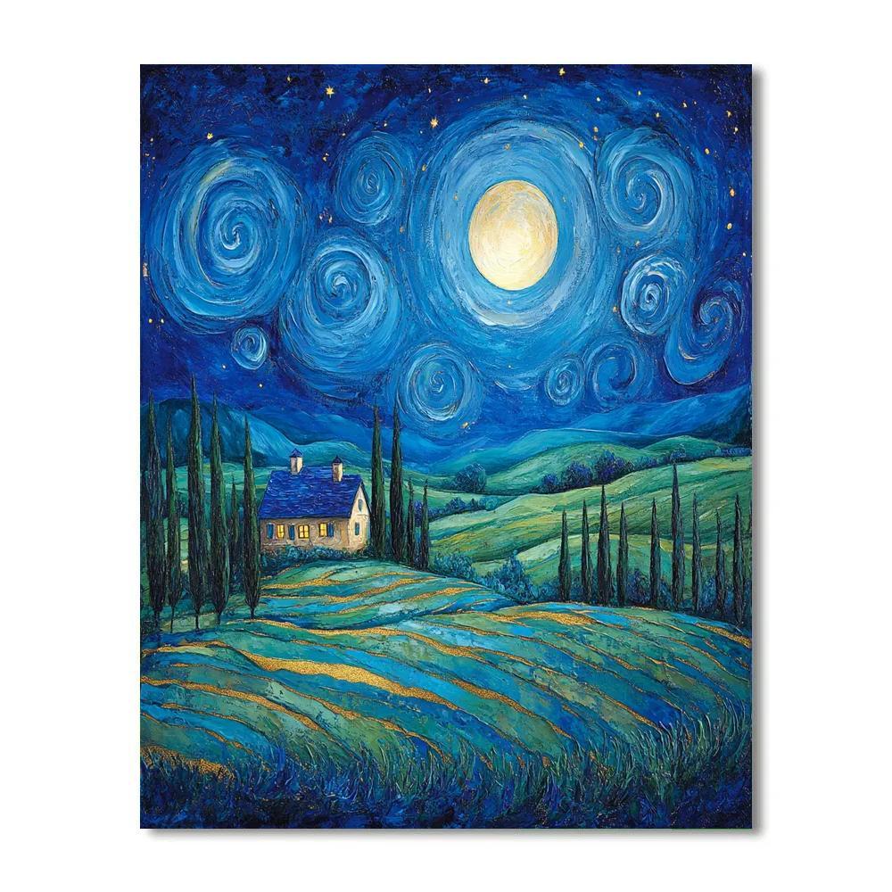 Van Gogh Inspired Starry Countryside Paint by numbers art