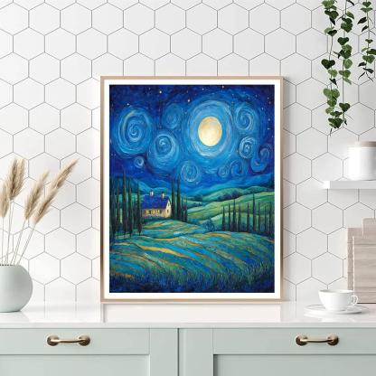 Van Gogh Inspired Starry Countryside Paint by numbers art
