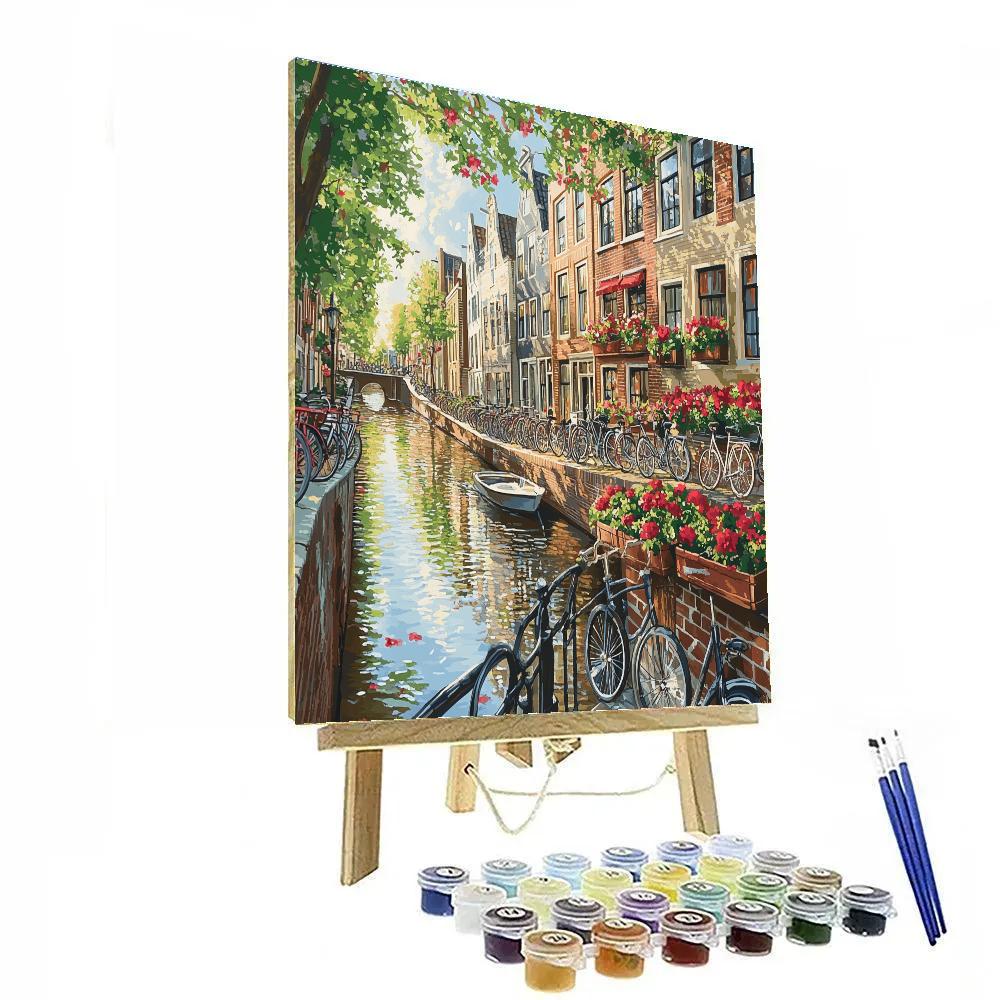 Canals And Bicycles Of Jordaan District Amsterdam Netherlands painting number kit