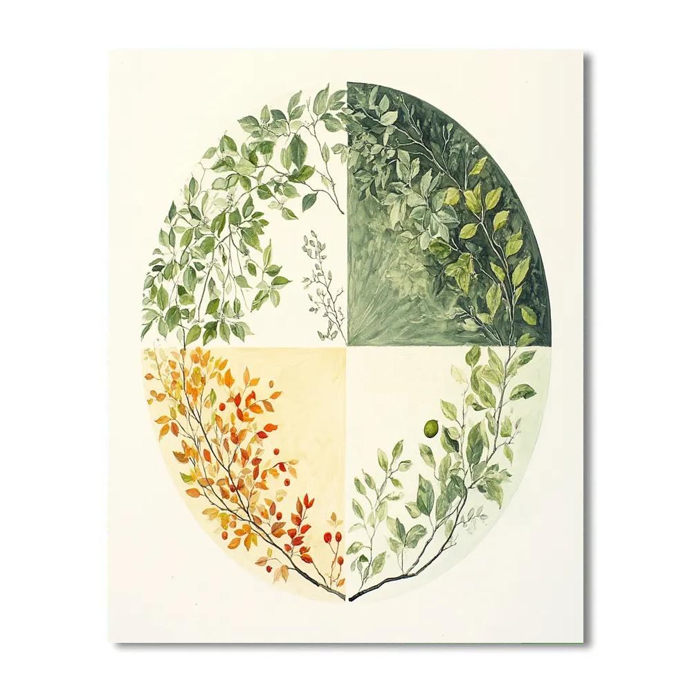 Leonardo Da Vinci Inspired Garden Seasons Wheel paint by color