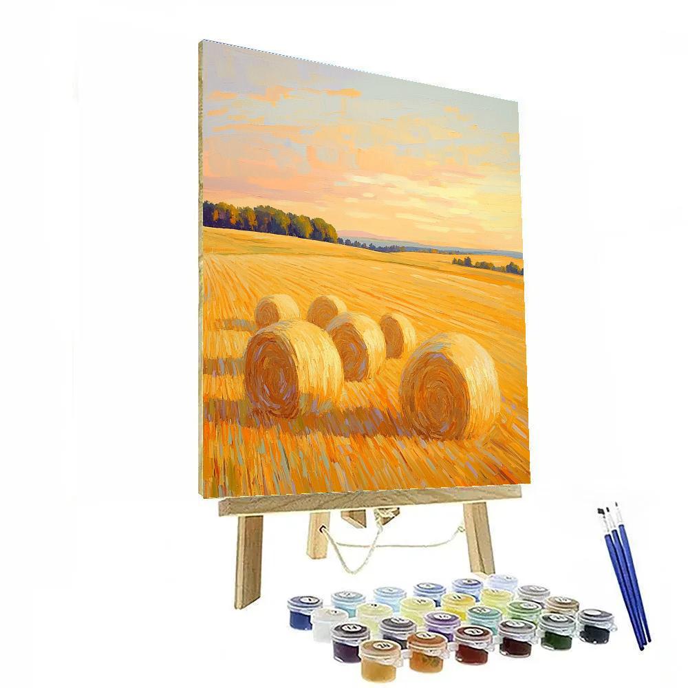 Claude Monet Inspired Golden Hayfields Before Sunset DIY paint by numbers