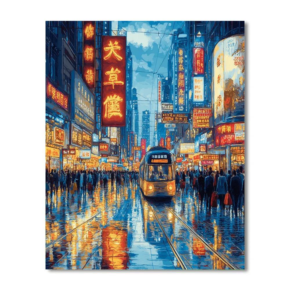 Evening Lights Of Nanjing Road Shanghai China DIY paint by numbers