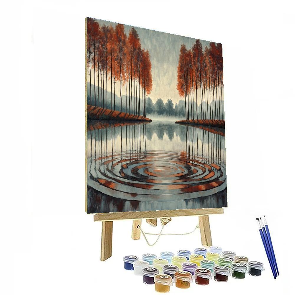 Claude Monet Inspired Misty Riverbank With Autumn Poplars Paint by numbers art