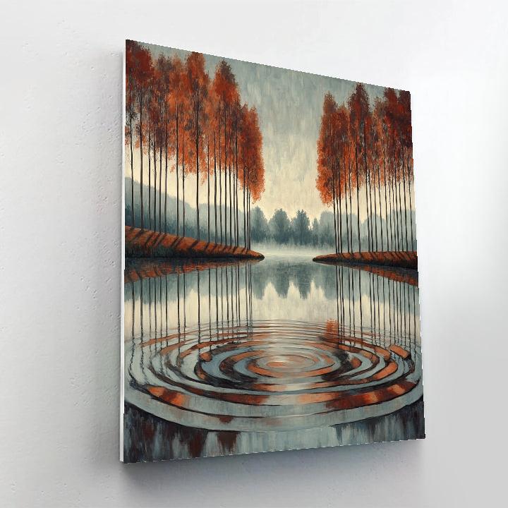 Claude Monet Inspired Misty Riverbank With Autumn Poplars Paint by numbers art