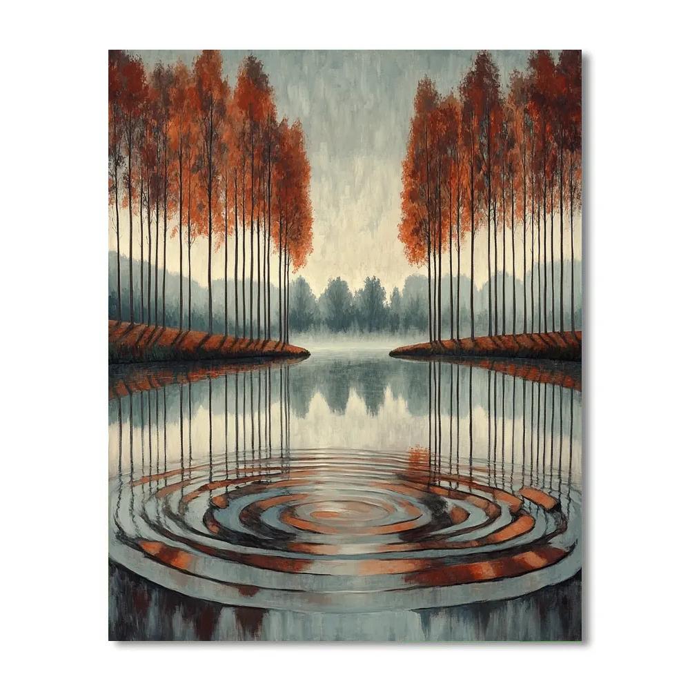 Claude Monet Inspired Misty Riverbank With Autumn Poplars Paint by numbers art