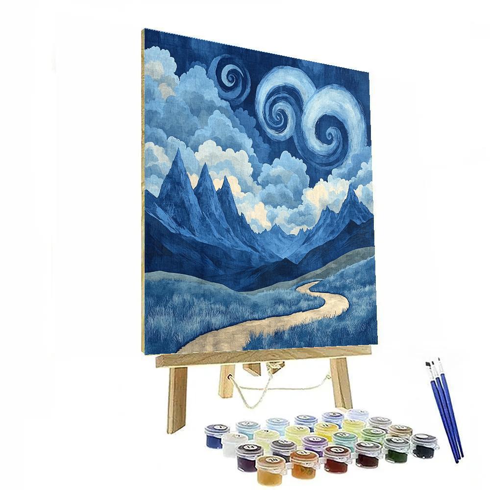 Hokusai Inspired Mountain Storm Number painting