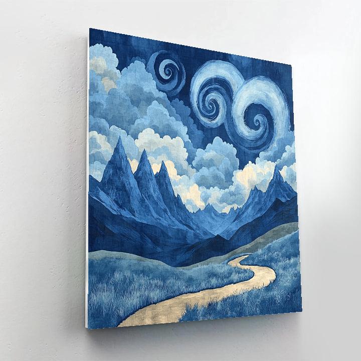 Hokusai Inspired Mountain Storm Number painting