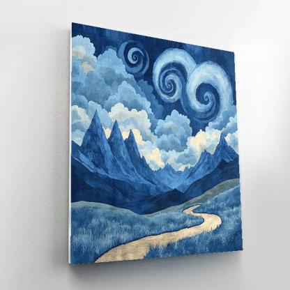 Hokusai Inspired Mountain Storm Number painting