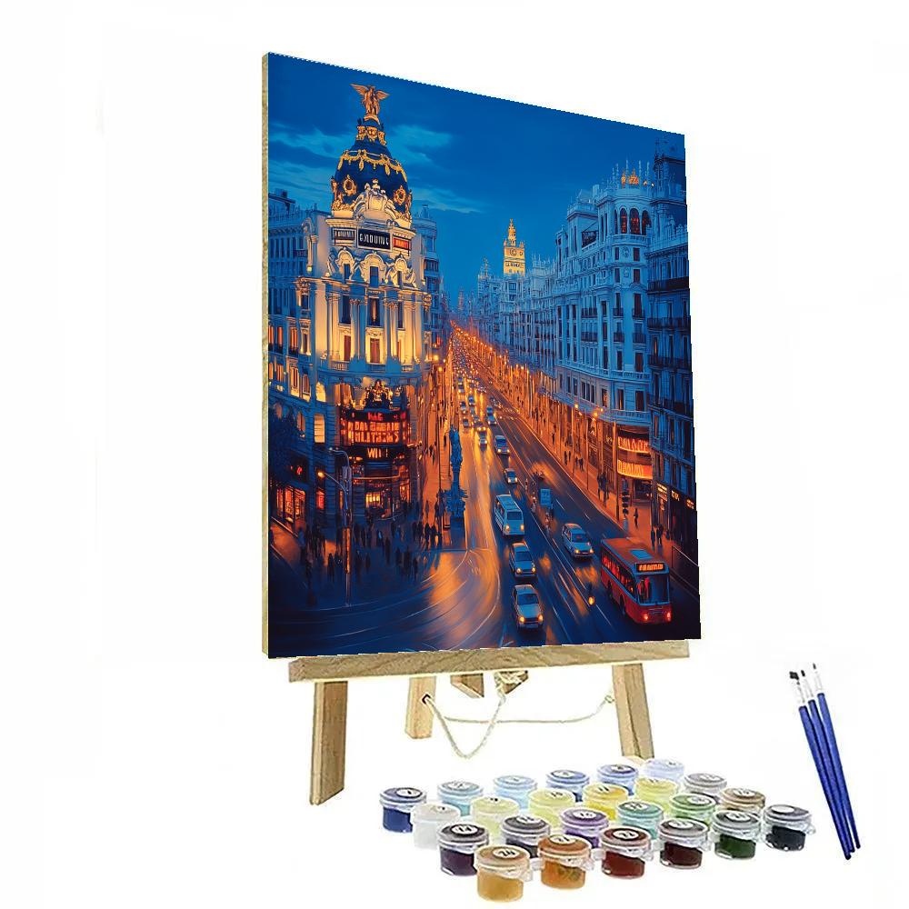 Gran Via At Night Madrid Spain paint by numbers