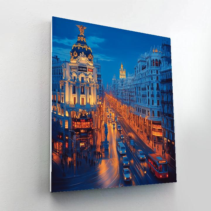 Gran Via At Night Madrid Spain paint by numbers