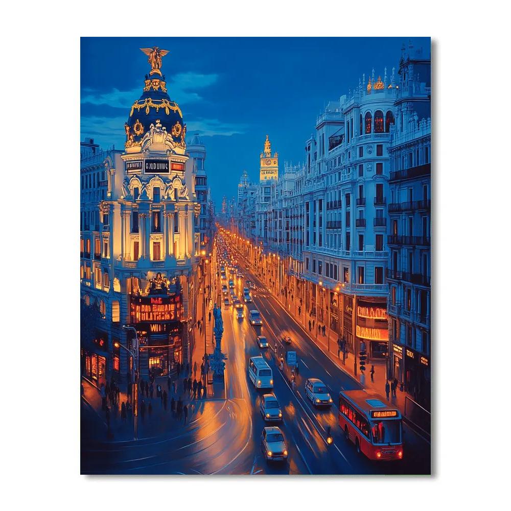 Gran Via At Night Madrid Spain paint by numbers