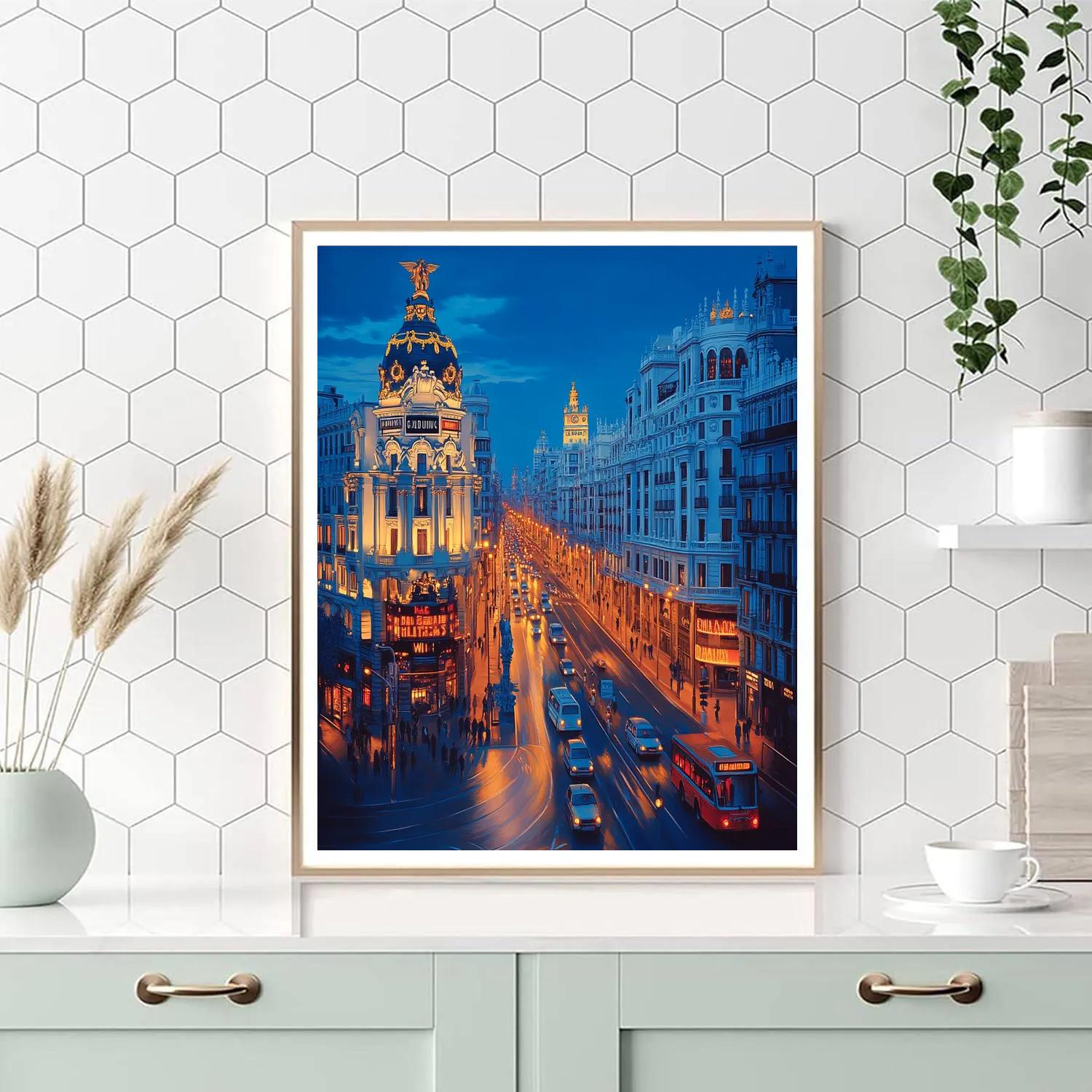 Gran Via At Night Madrid Spain paint by numbers