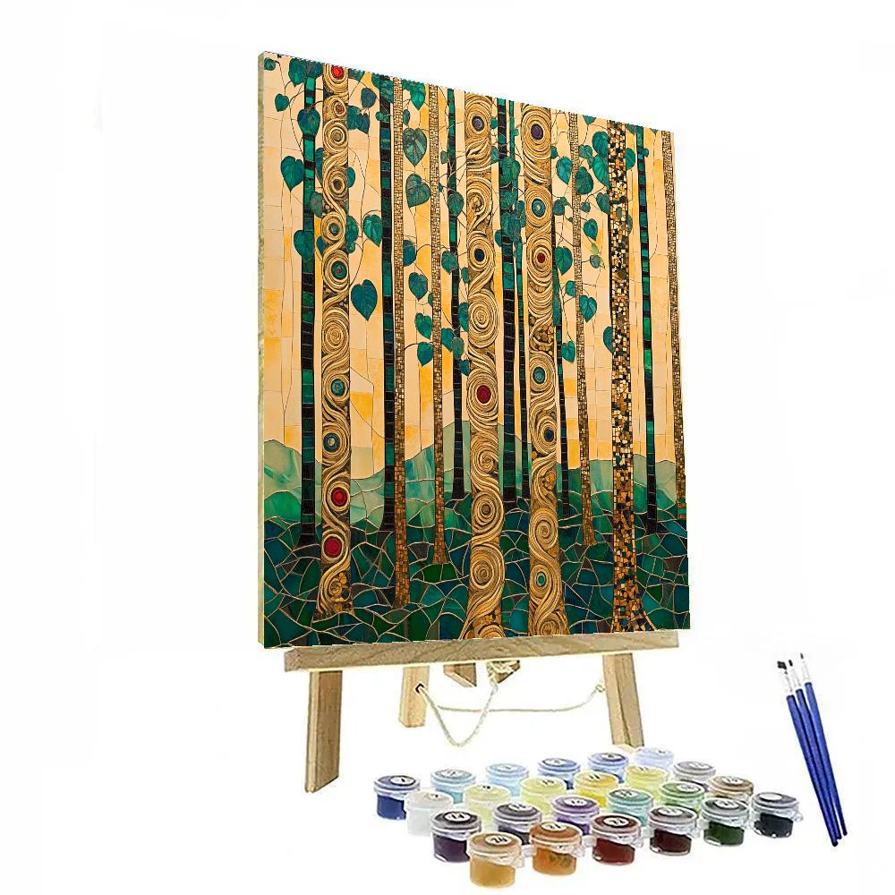 Gustav Klimt Inspired Golden Forest Whispers painting number kit