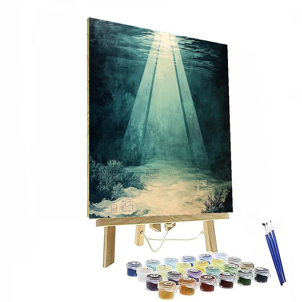 Leonardo Da Vinci Inspired Underwater World Light Shafts Paint by numbers art