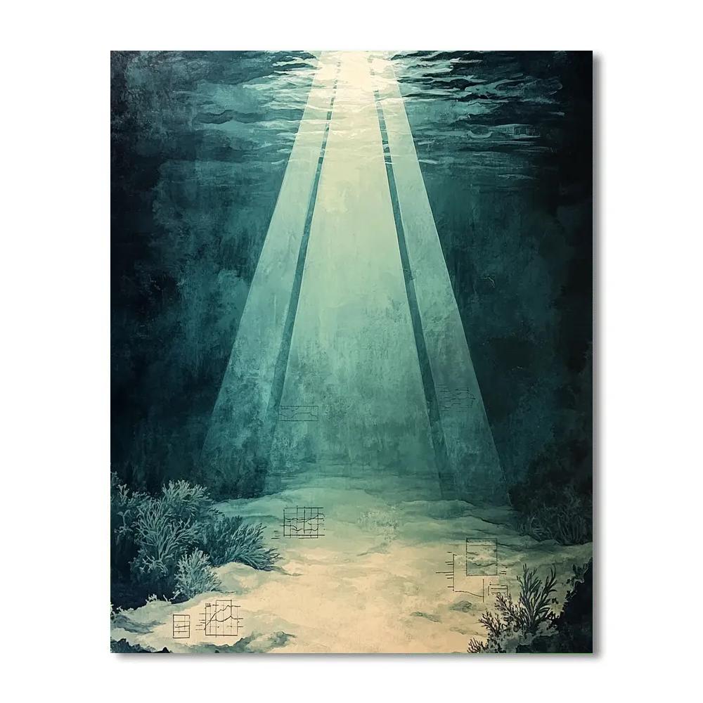 Leonardo Da Vinci Inspired Underwater World Light Shafts Paint by numbers art