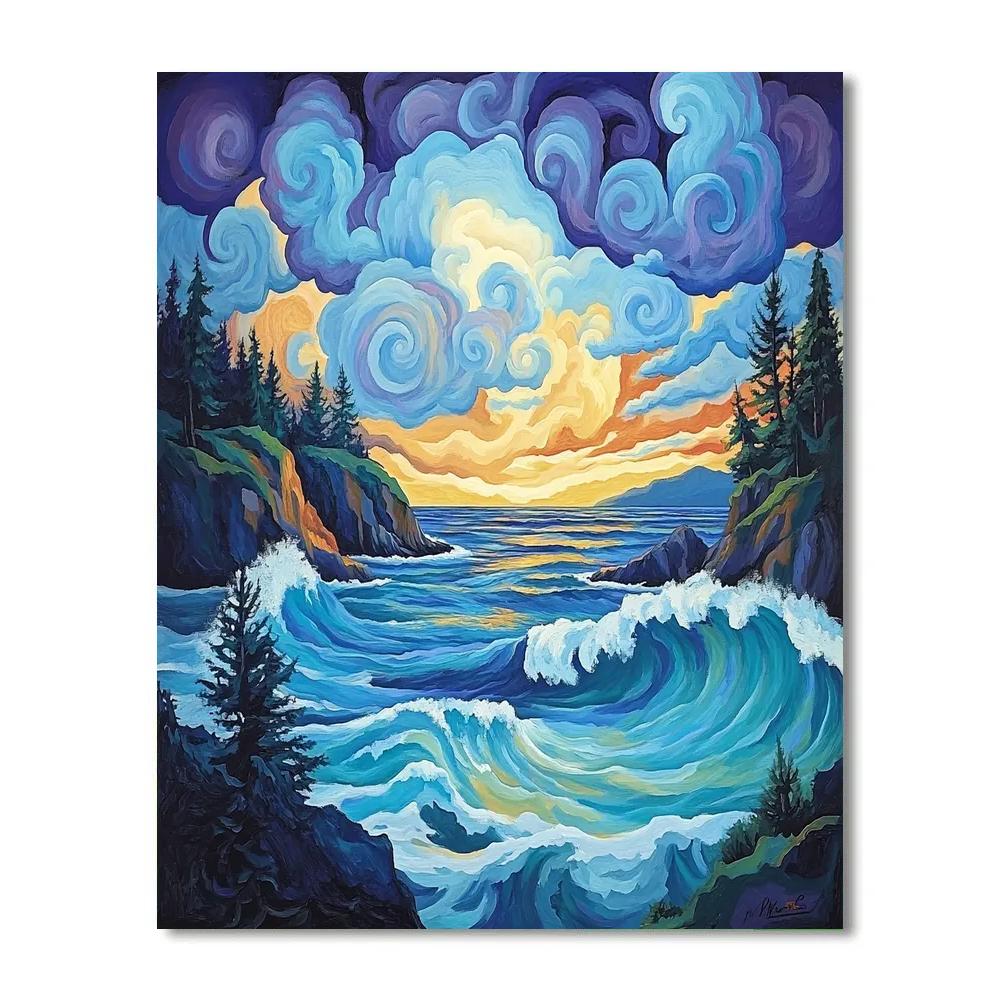 Emily Carr Inspired Storm Sky Over Indigo Inlet Numbered painting kits