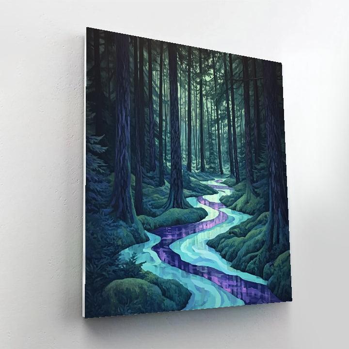 Emily Carr Inspired Twilight Moss Light In Deep Forest Hollow Paint by numbers art