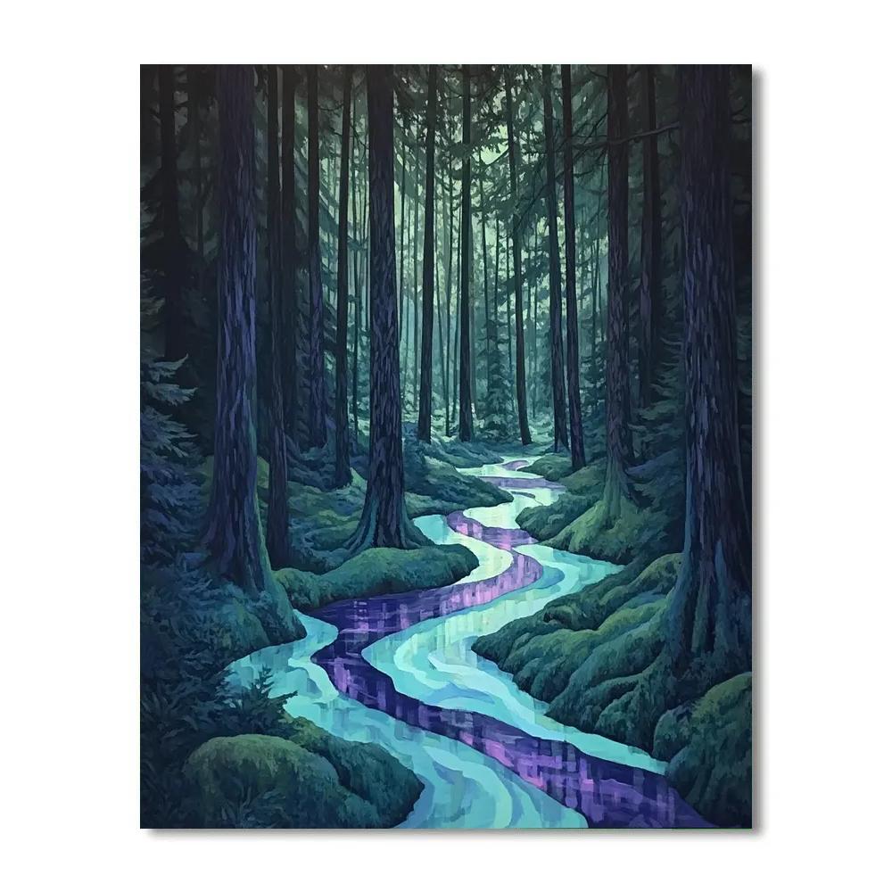 Emily Carr Inspired Twilight Moss Light In Deep Forest Hollow Paint by numbers art