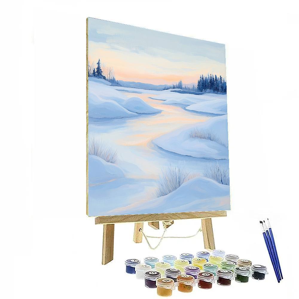 Claude Monet Inspired Snowy Field At Rose Tinted Dawn DIY paint by numbers