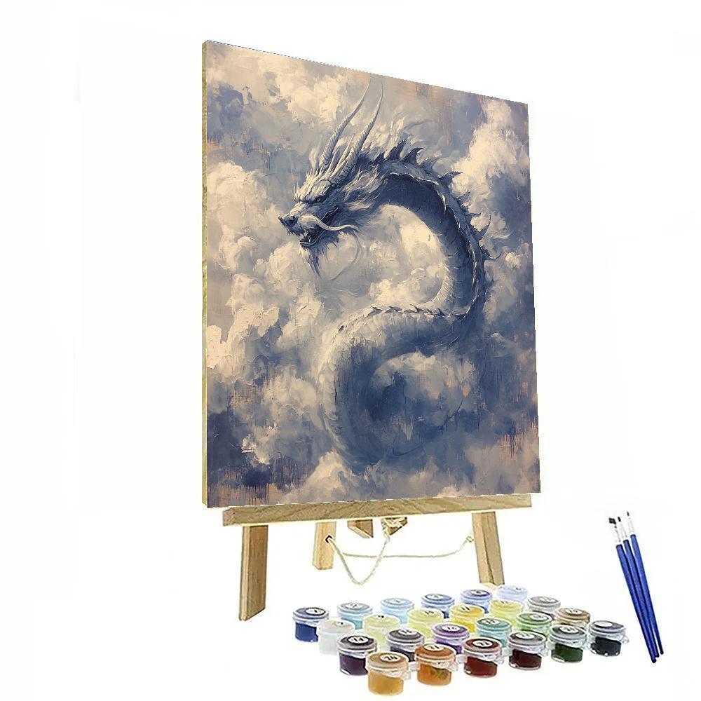 Leonardo Da Vinci Inspired Mythic Dragon As Storm Cloud Painting by numbers kit