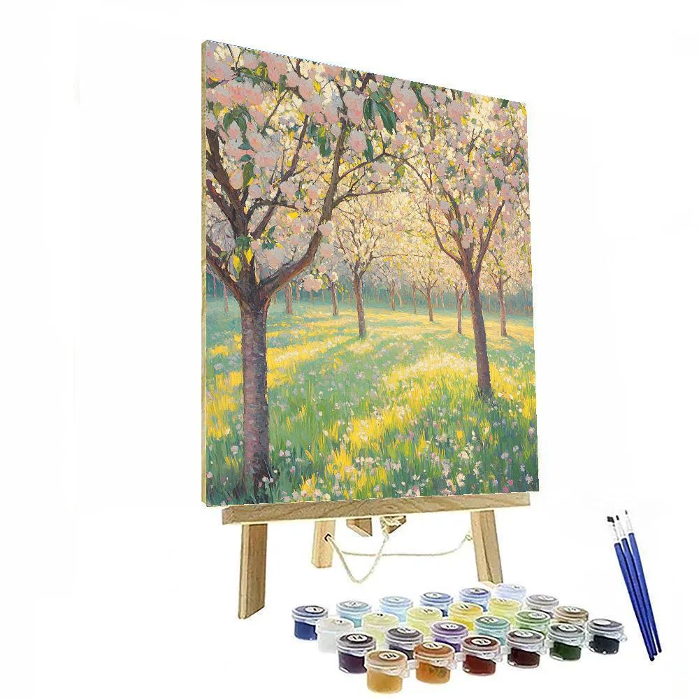 Claude Monet Inspired Morning Light In Orchard Blossoms Paint by numbers art