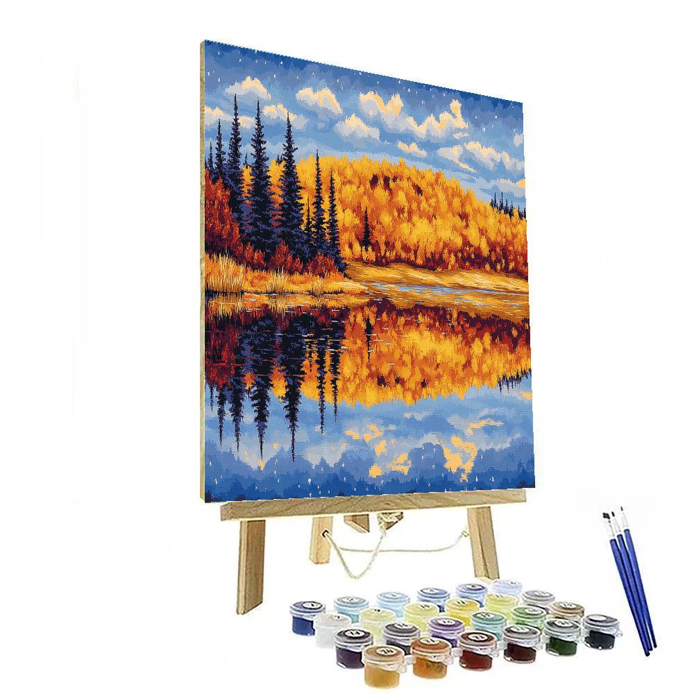 Franklin Carmichael Inspired Autumn Fire Ridge And Mirror Lake paint by number