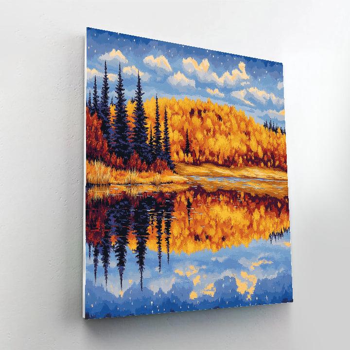 Franklin Carmichael Inspired Autumn Fire Ridge And Mirror Lake paint by number