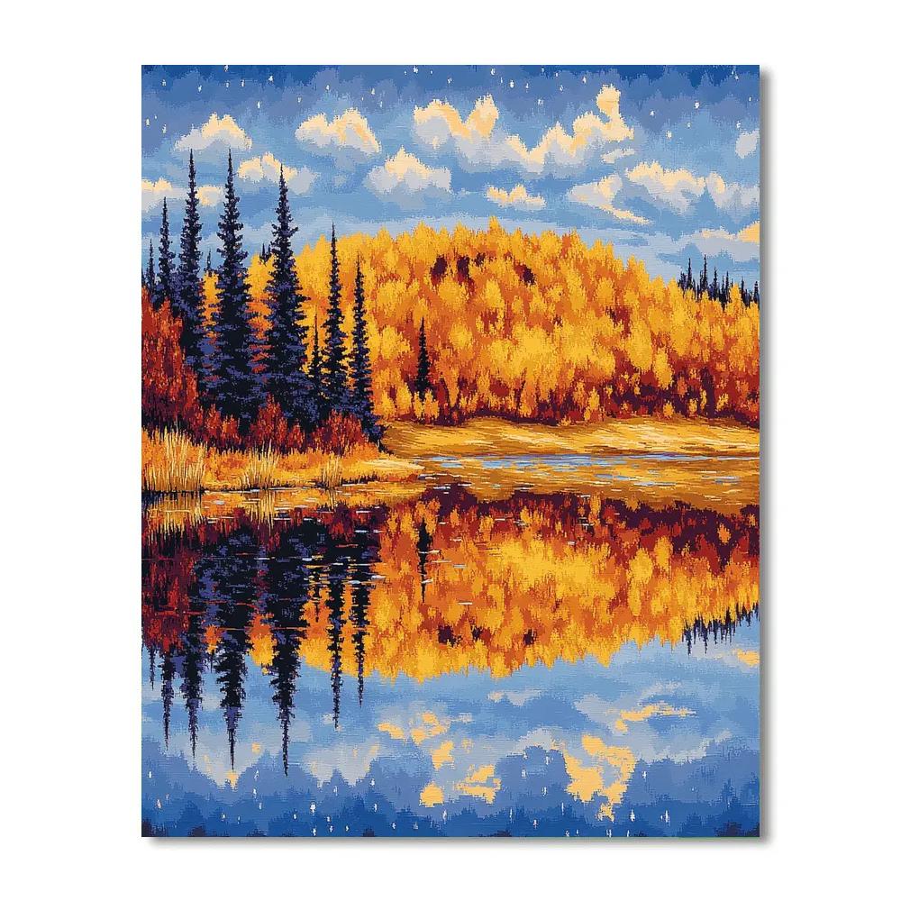 Franklin Carmichael Inspired Autumn Fire Ridge And Mirror Lake paint by number