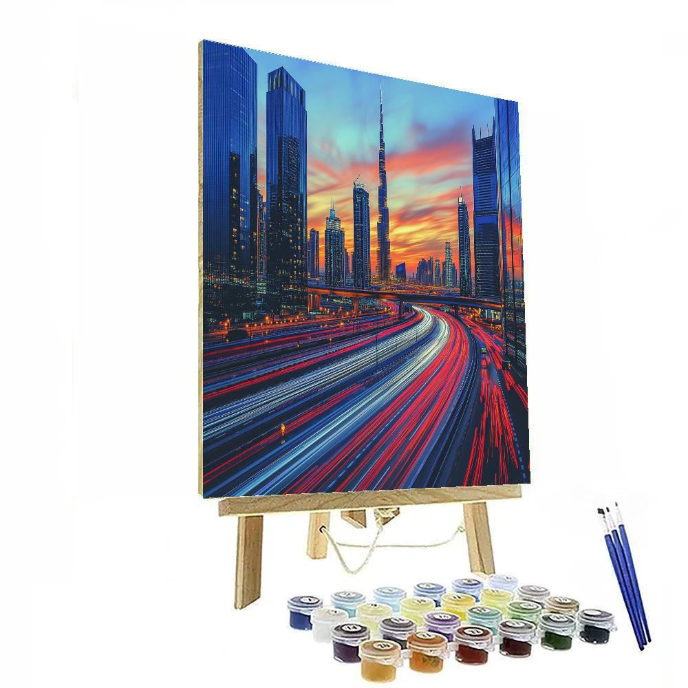 Urban Canyon Of Sheikh Zayed Road Dubai United Arab Emirates DIY paint by numbers