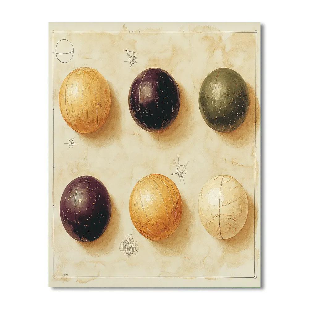 Leonardo Da Vinci Inspired Still Life Of Fruit Planets painting number kit