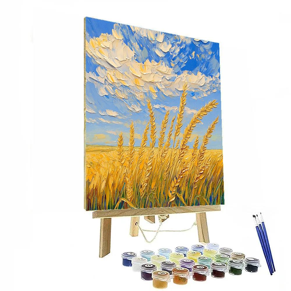 Claude Monet Inspired Wind Rippled Wheat Under Blue Sky Painting by numbers kit