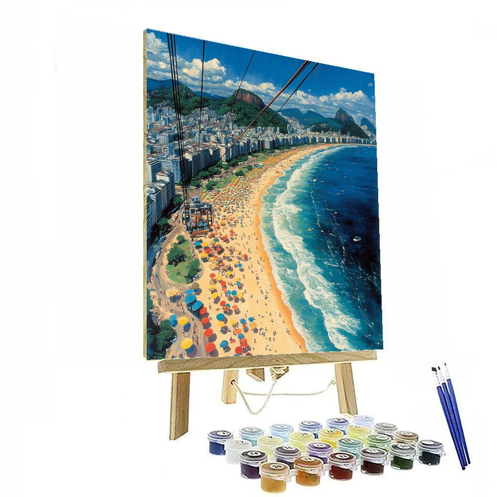 Cable Car Over Ipanema Beach Rio De Janeiro Brazil Paint by numbers kits